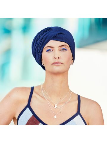 1527 HocLuna - V Turban 0791 Dark Blue plisse