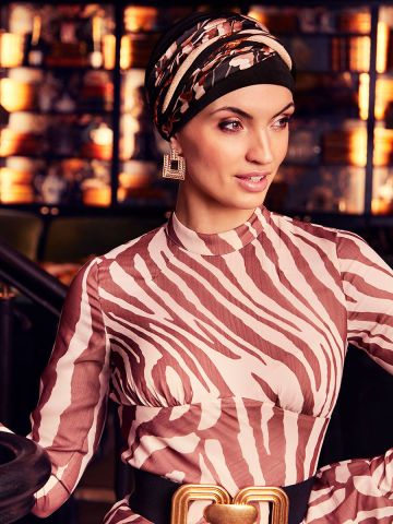 HocScarlett Turban Set | Black & Cotton Grass Mix