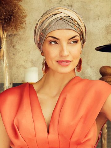 HocScarlett Turban Set | Taupe & Golden Mix