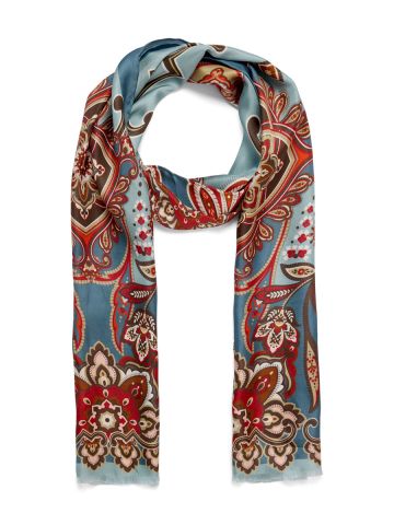 Silk Scarf | Royal Paisley – Blue (32x160)